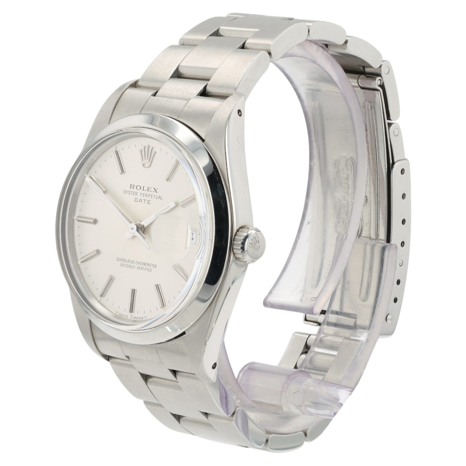 Rolex Date Silver Dial Stainless Steel 34mm Automatic Movement Mens Watch 15000