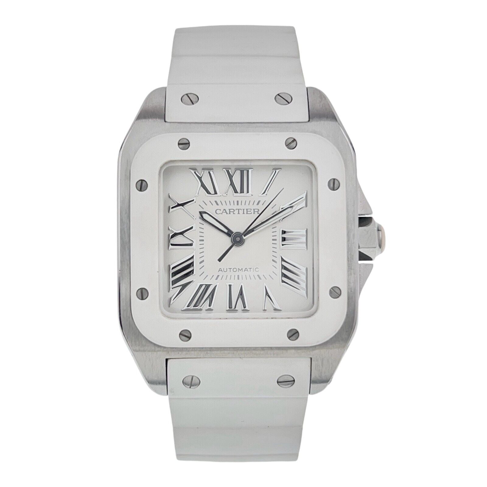 Cartier Santos 100 Stainless Steel White Dial 33mm Automatic Watch W20122U2