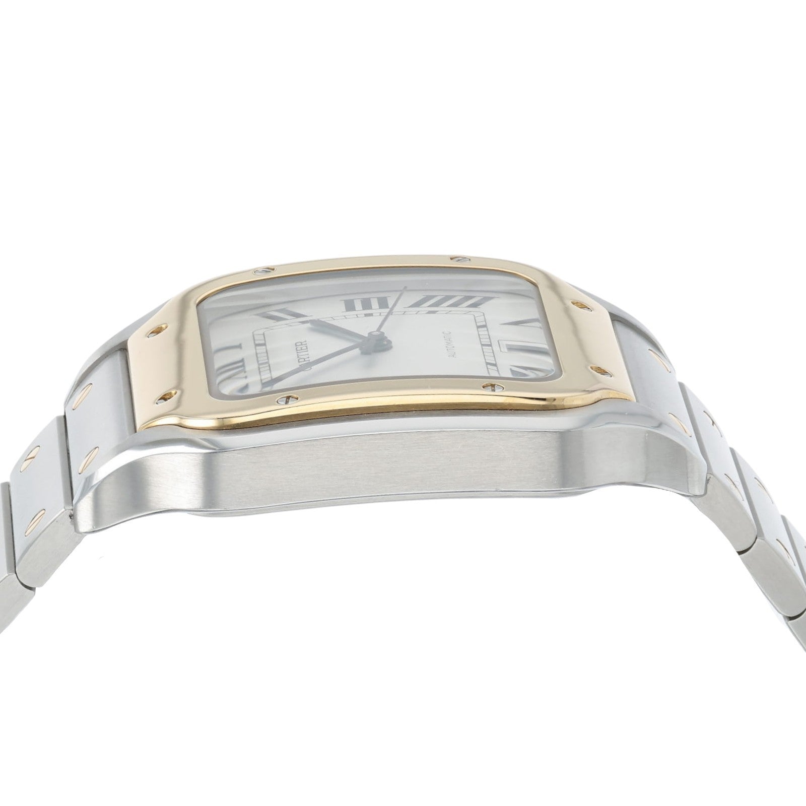 Cartier Santos Silver Dial Steel and 18k Gold 39.8mm Auto Men's Watch W2SA0006