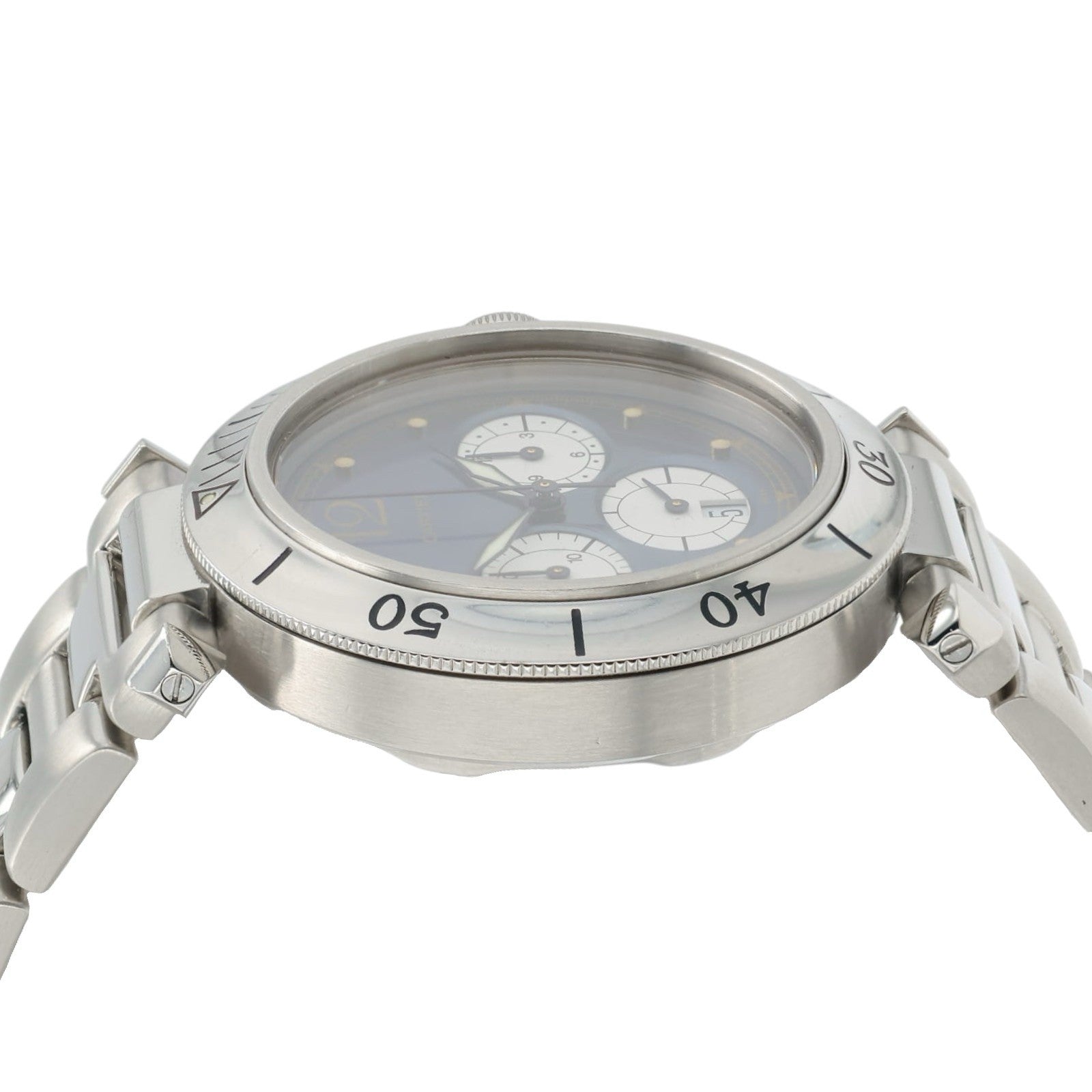 Cartier Pasha Chrono Blue Dial Stainless Steel 38mm Quartz Movement W3100355