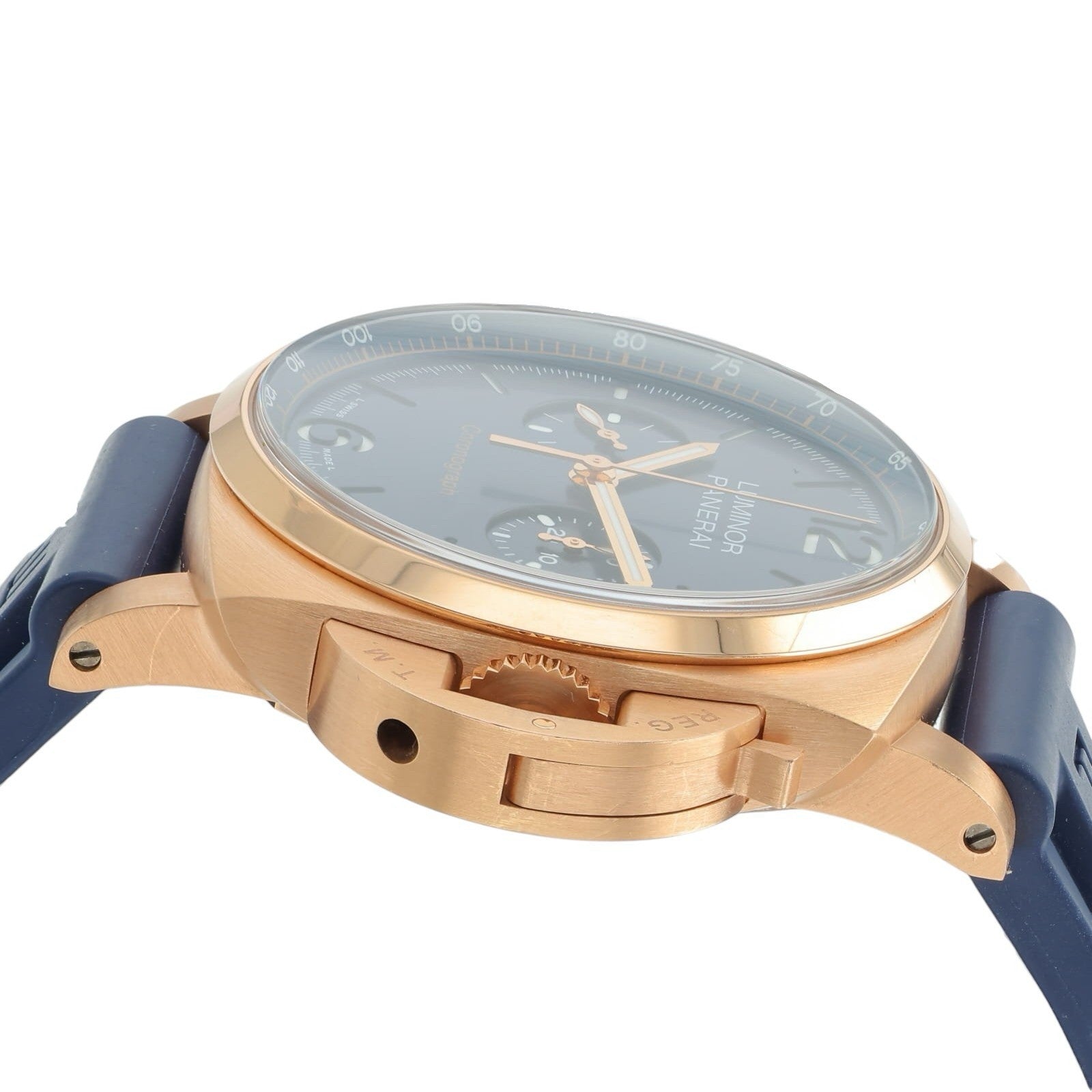 Panerai Luminor Marina 18k Rose Gold Blue Dial 44mm Automatic Mens Watch PAM0111