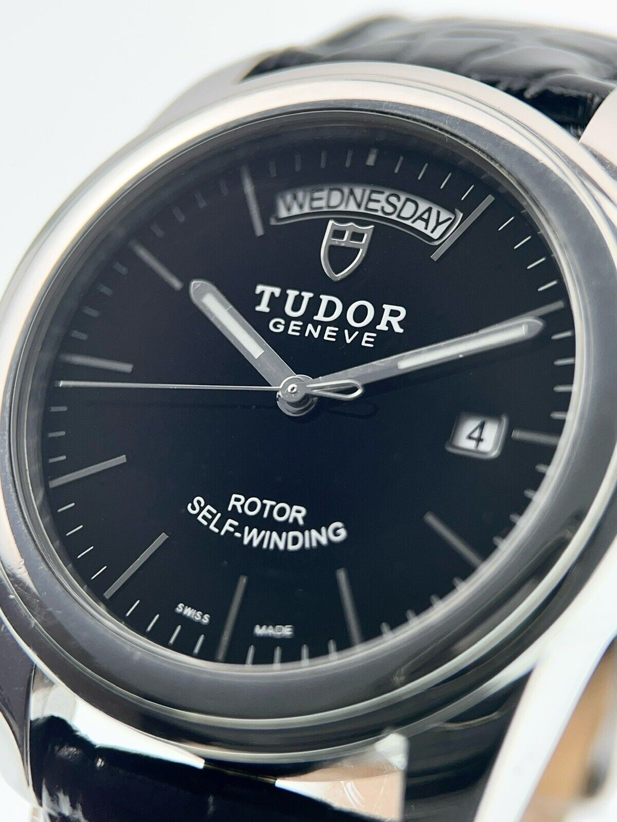 Tudor Day Date Stainless Steel Black Dial 40mm Automatic Men’s Watch 56000