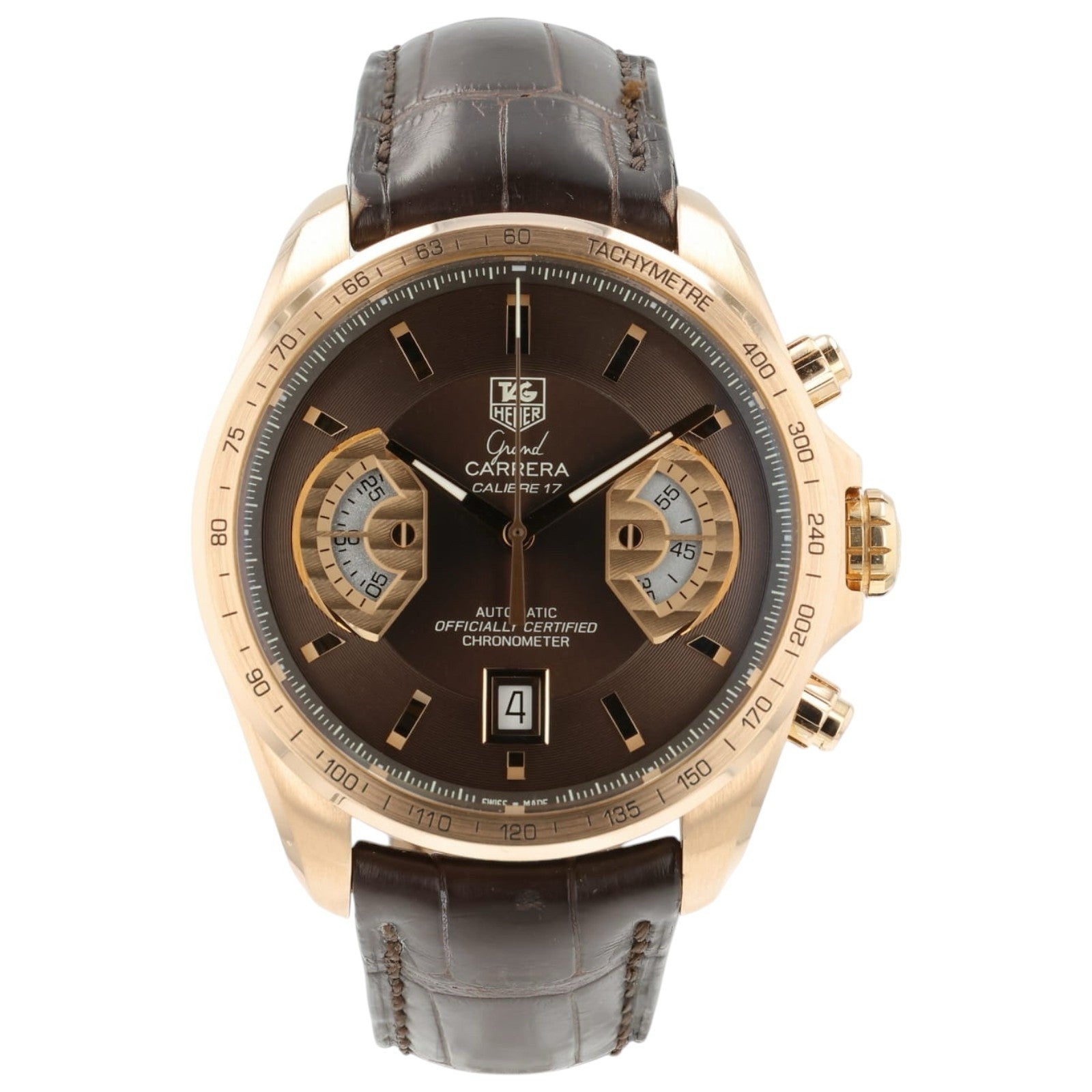 Tag Heuer Grand Carrera Brown Dial 18k Rose Gold 43mm Automatic Men’s CAV514C