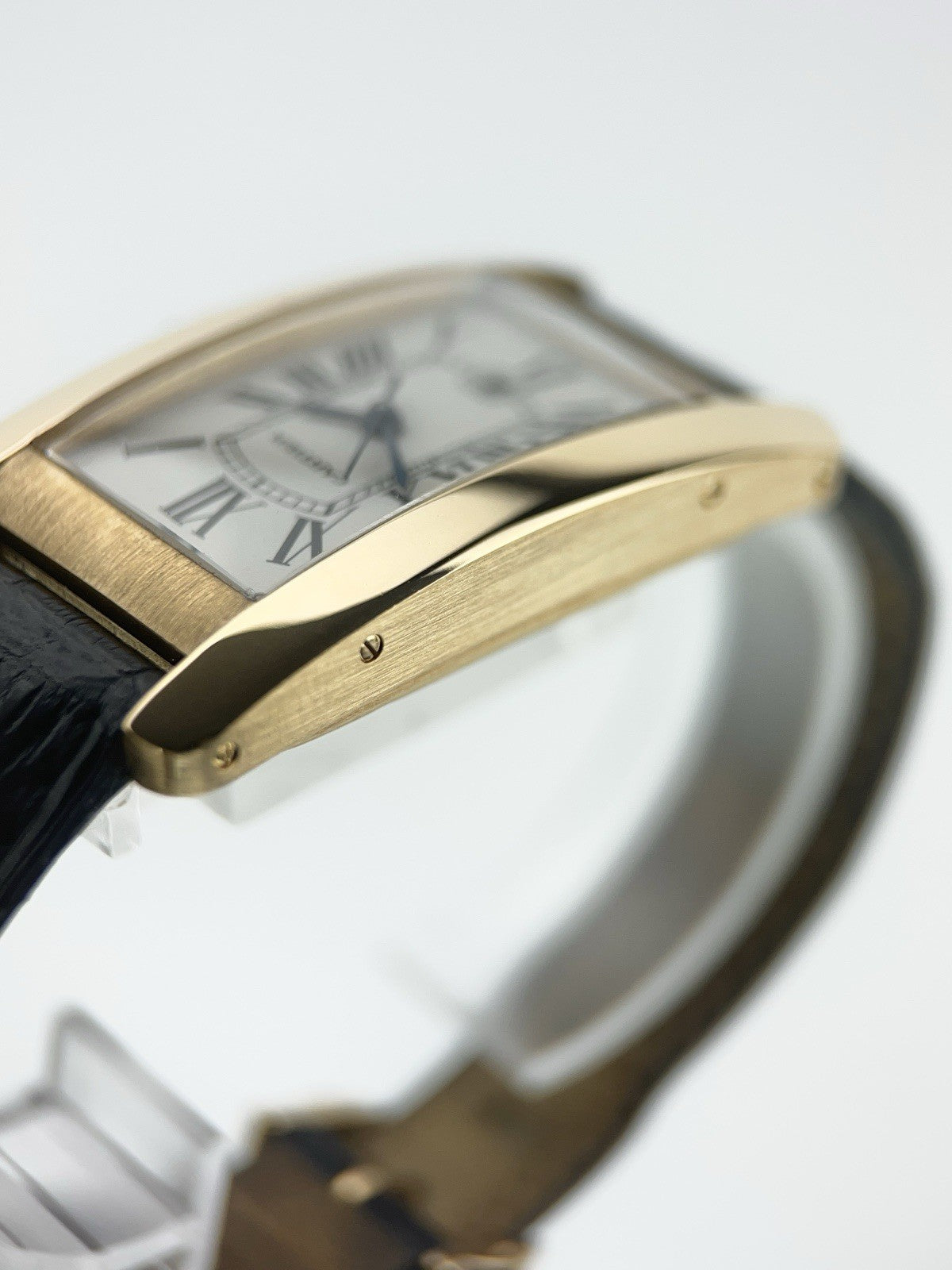 Cartier Tank Americaine Medium Automatic 18kt Yellow Gold Guilloche Roman Dial