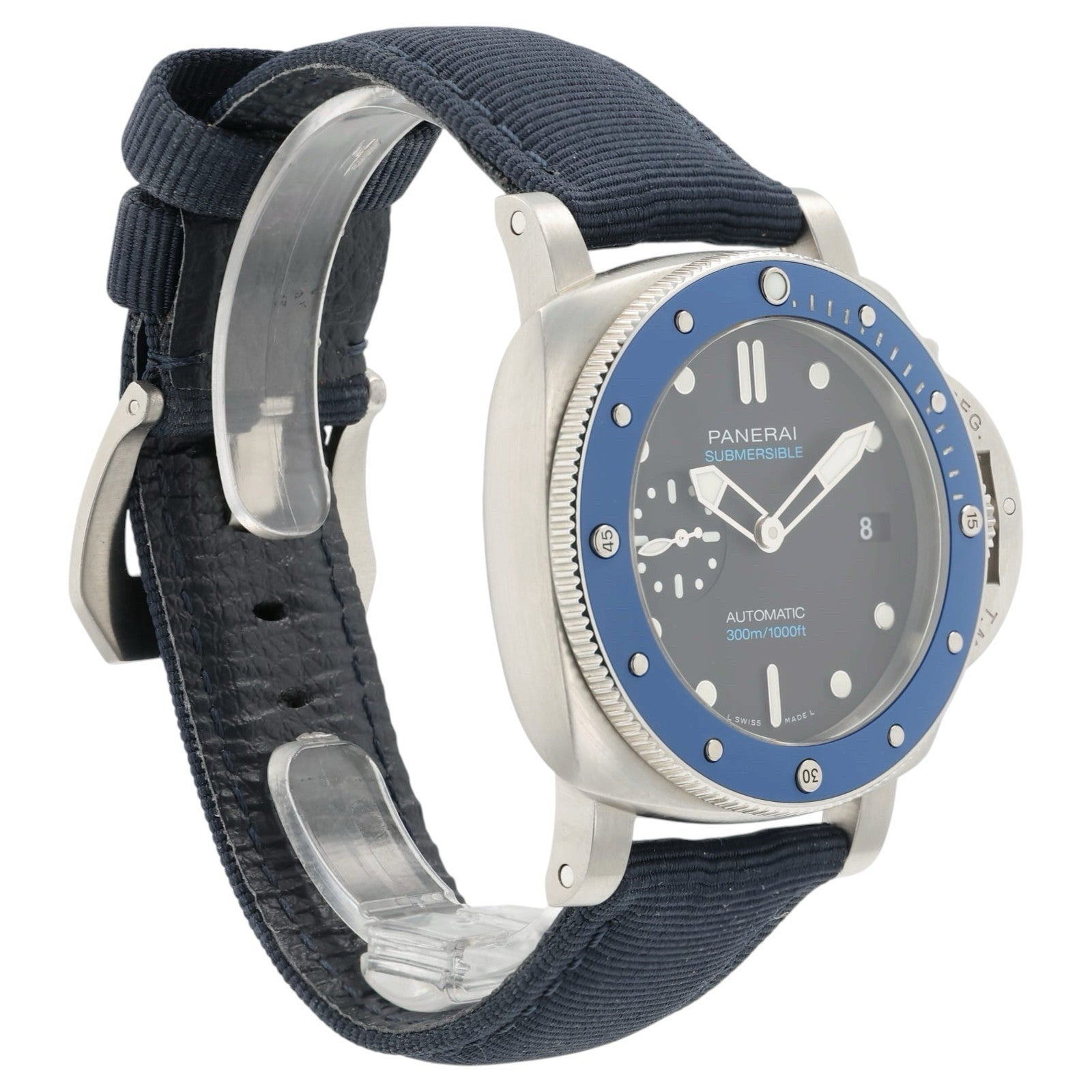 Panerai Submersible Azzuro Black Dial Steel 42mm Automatic Mens Watch PAM01209
