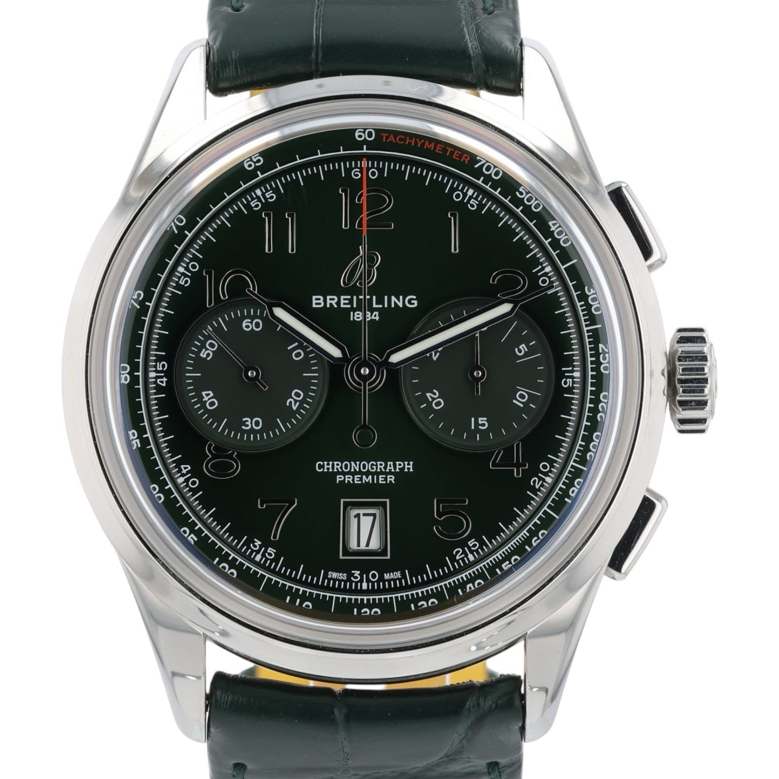 Breitling Premier B01 Stainless Steel Green Dial 42mm Automatic Mens AB0145