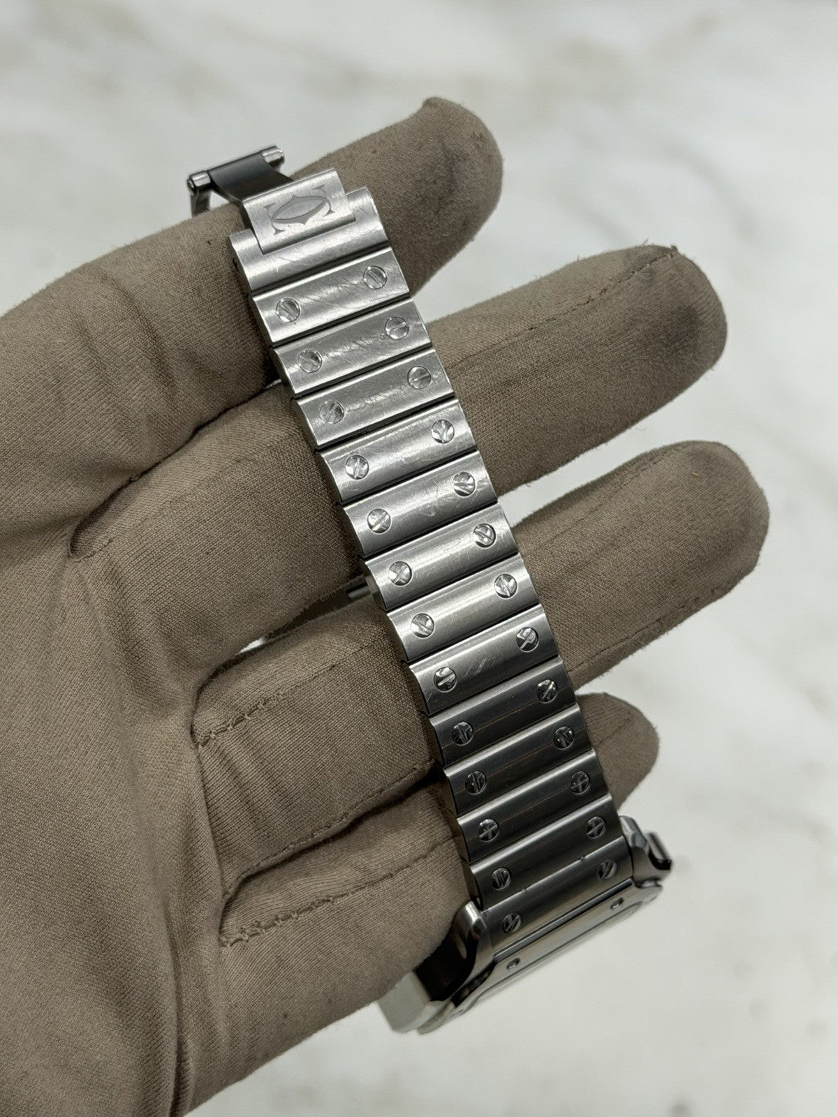 Cartier Santos Stainless Steel Green Dial 35mm Automatic Mens Watch WSSA0061