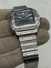 Cartier Santos Stainless Steel Green Dial 35mm Automatic Mens Watch WSSA0061