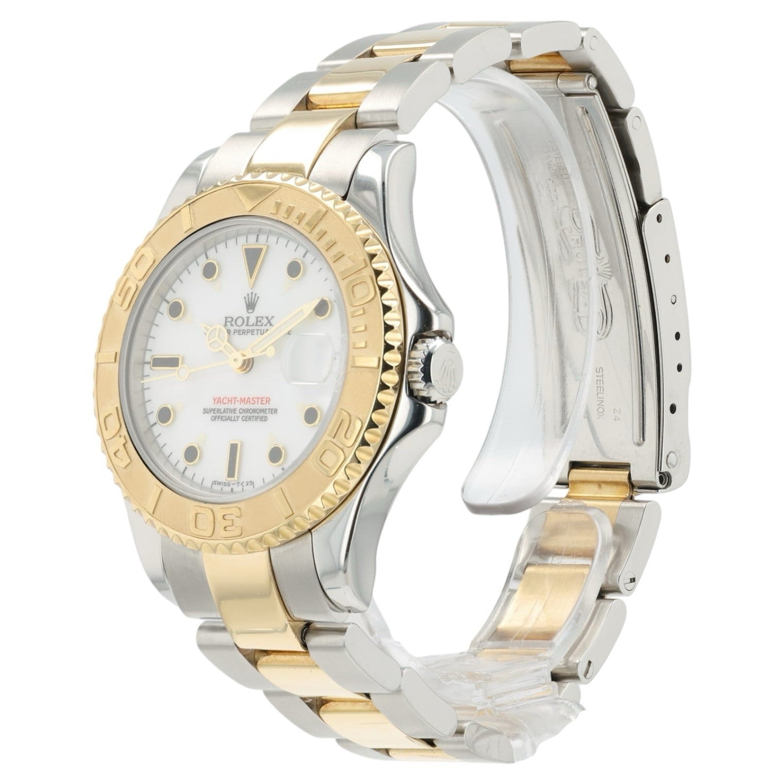 Rolex Yachtmaster White Dial Gold & Steel 35mm Automatic Unisex Watch 68623
