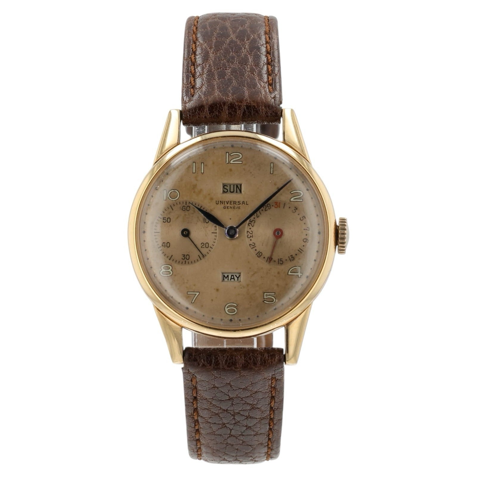 Universal Geneve Triple Date 18k Rose Gold 32.5mm Manual Wind Men’s Watch 113C1