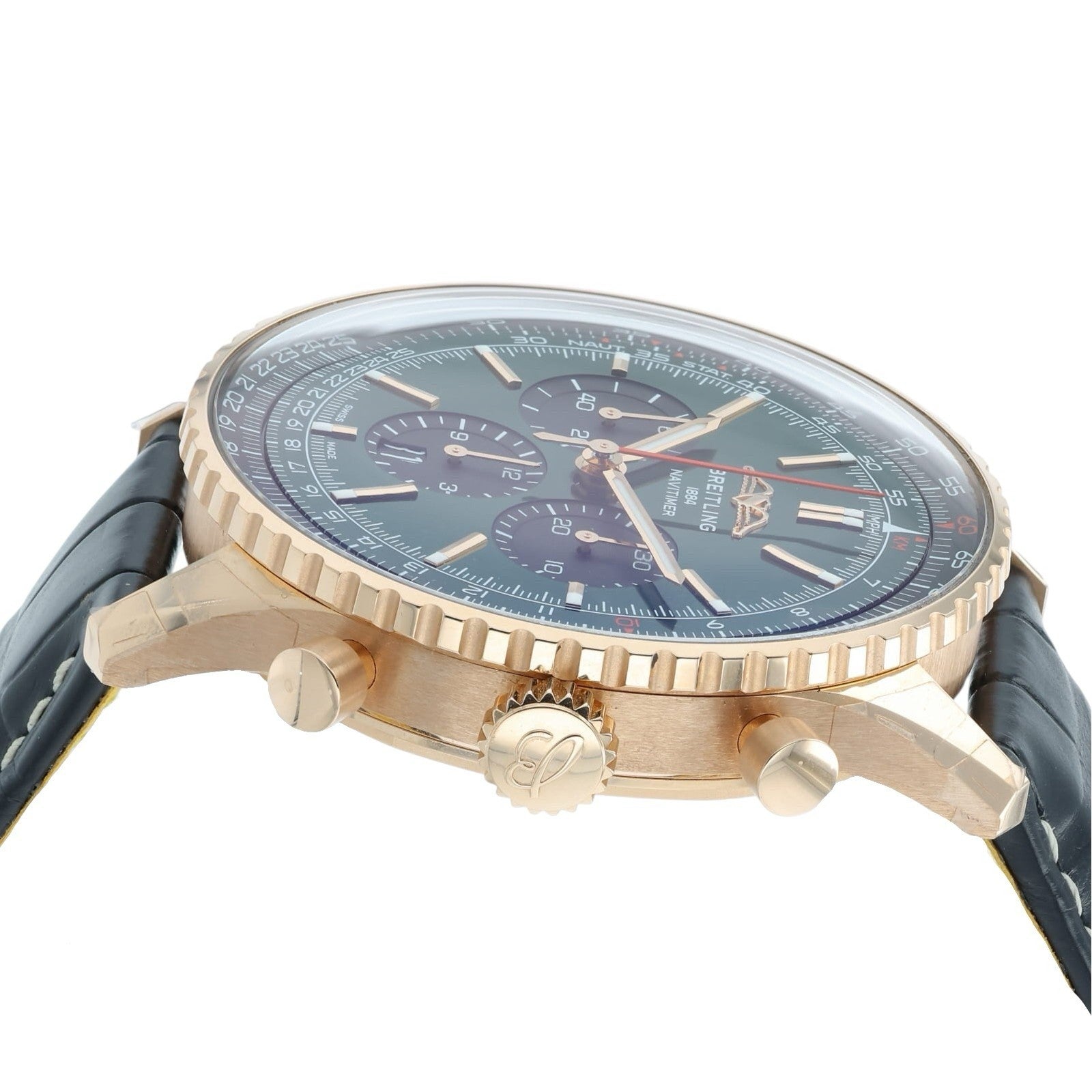 Breitling Navitimer Green Dial 18k Red Gold 46mm Automatic Mens Watch RB0137