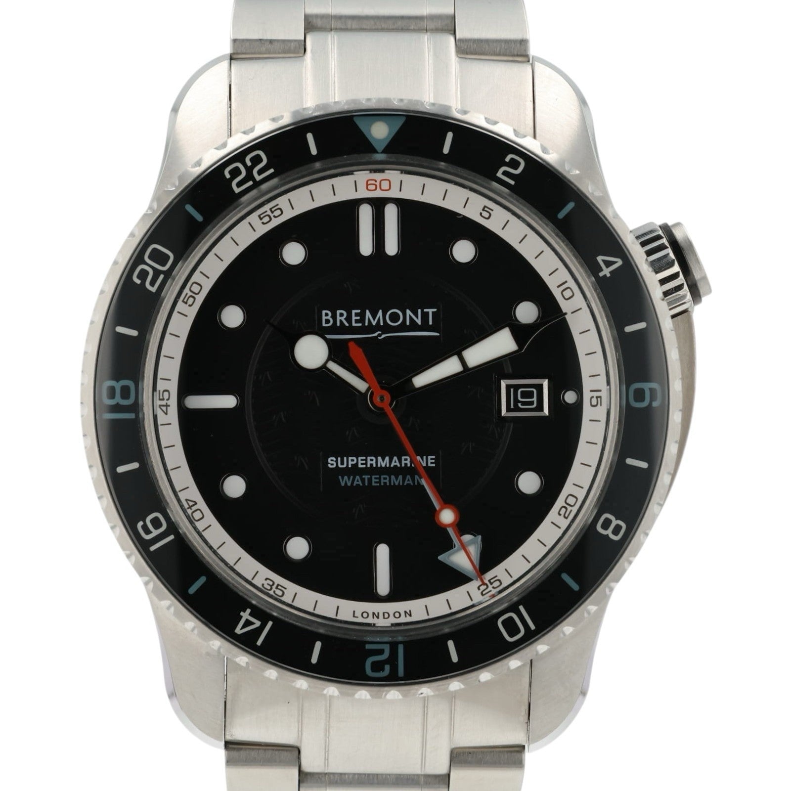 Bremont Waterman GMT Black Dial Steel 43mm Automatic Men’s Watch  - Box/Papers