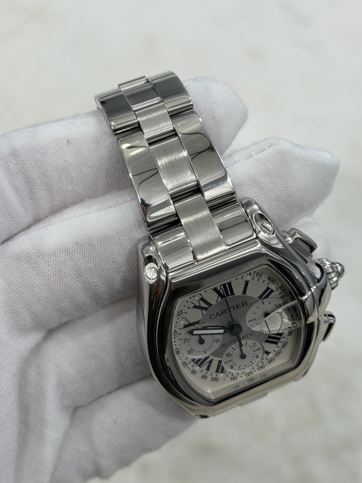 Cartier Roadster Chronograph Silver Dial Steel 43mm Auto Men’s Watch W62006X6