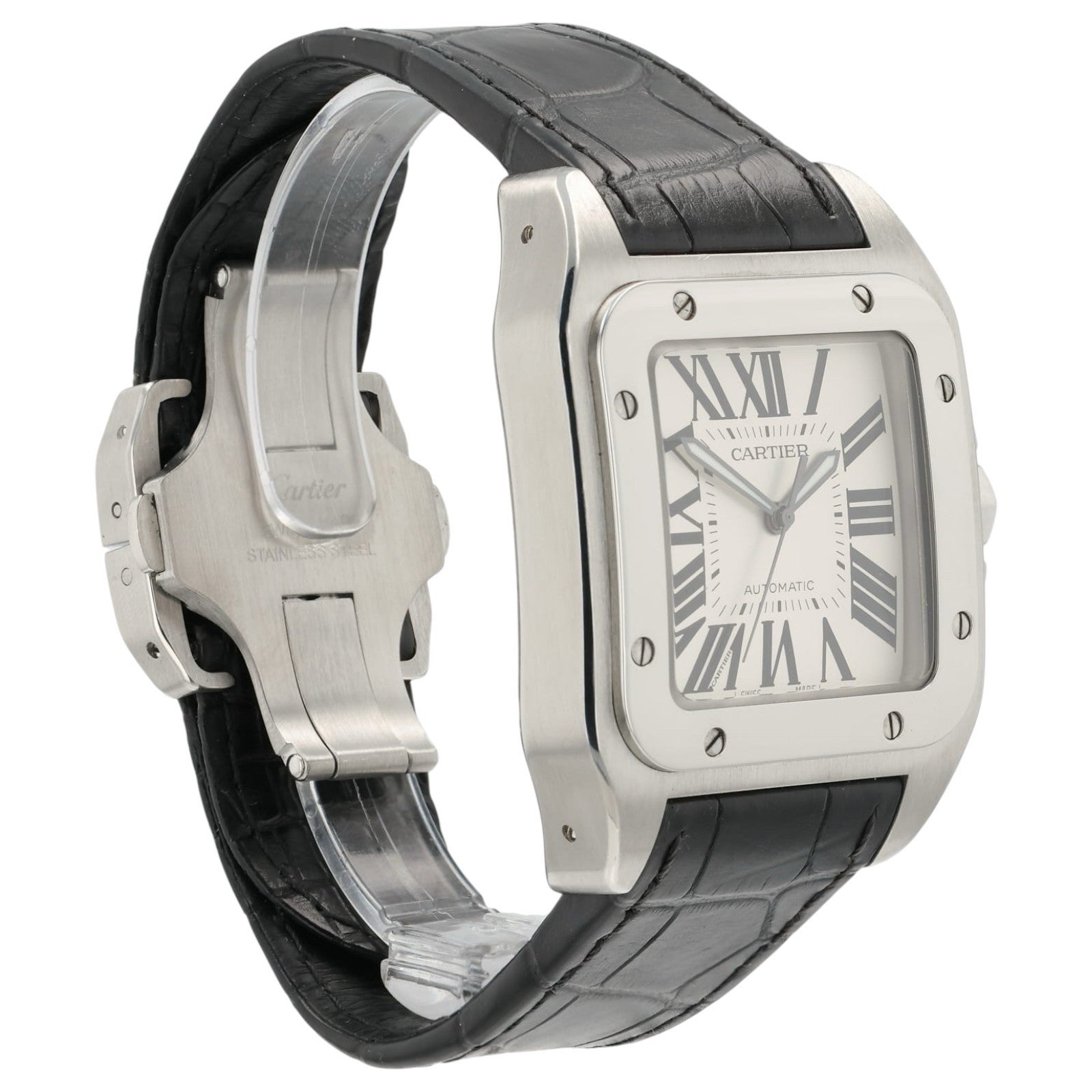 Cartier Santos Silver Dial Stainless Steel 38mm Automatic Men's Watch W20073X8