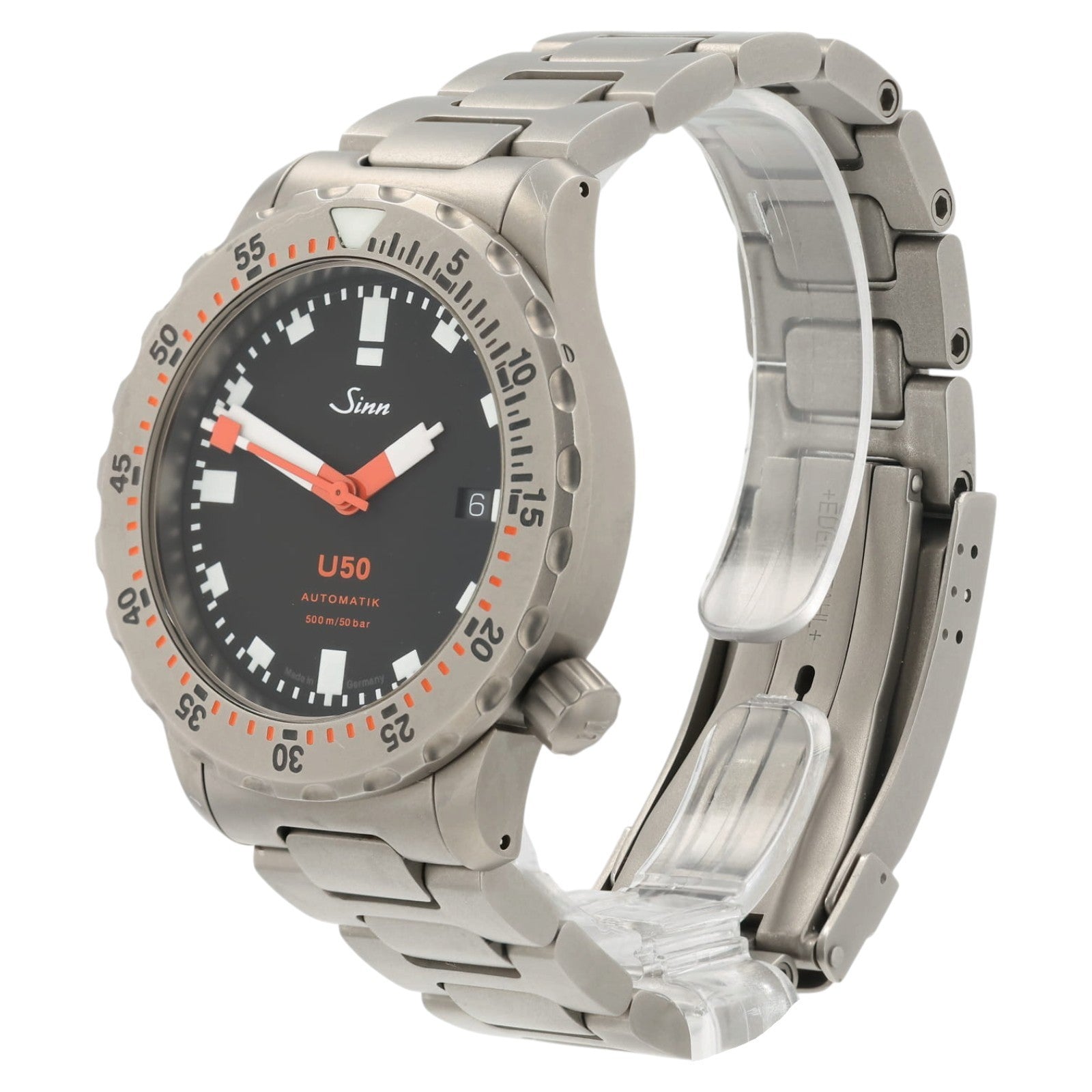 Sinn U50 Automatic Diver 500m Date Black Dial Silver Metal Bracelet 1050.010