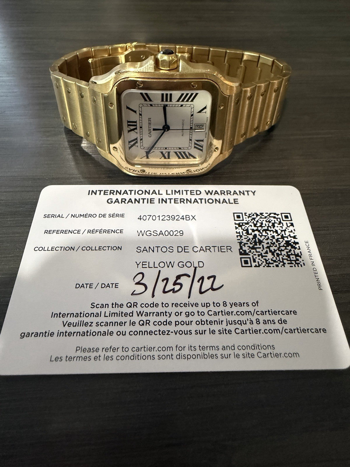 2022 Cartier Santos Silver Dial 18k Yellow Gold 40mm Automatic Watch WGSA0029