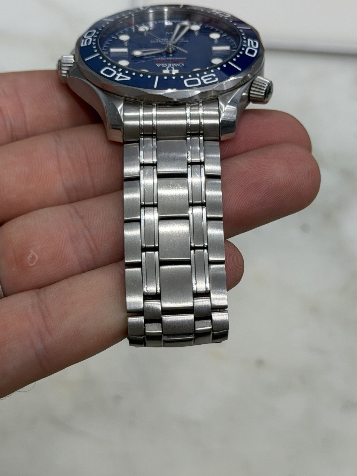 2021 Omega Seamaster Wave 300m Diver Blue Ceramic Watch 210.30.42.20.03.001