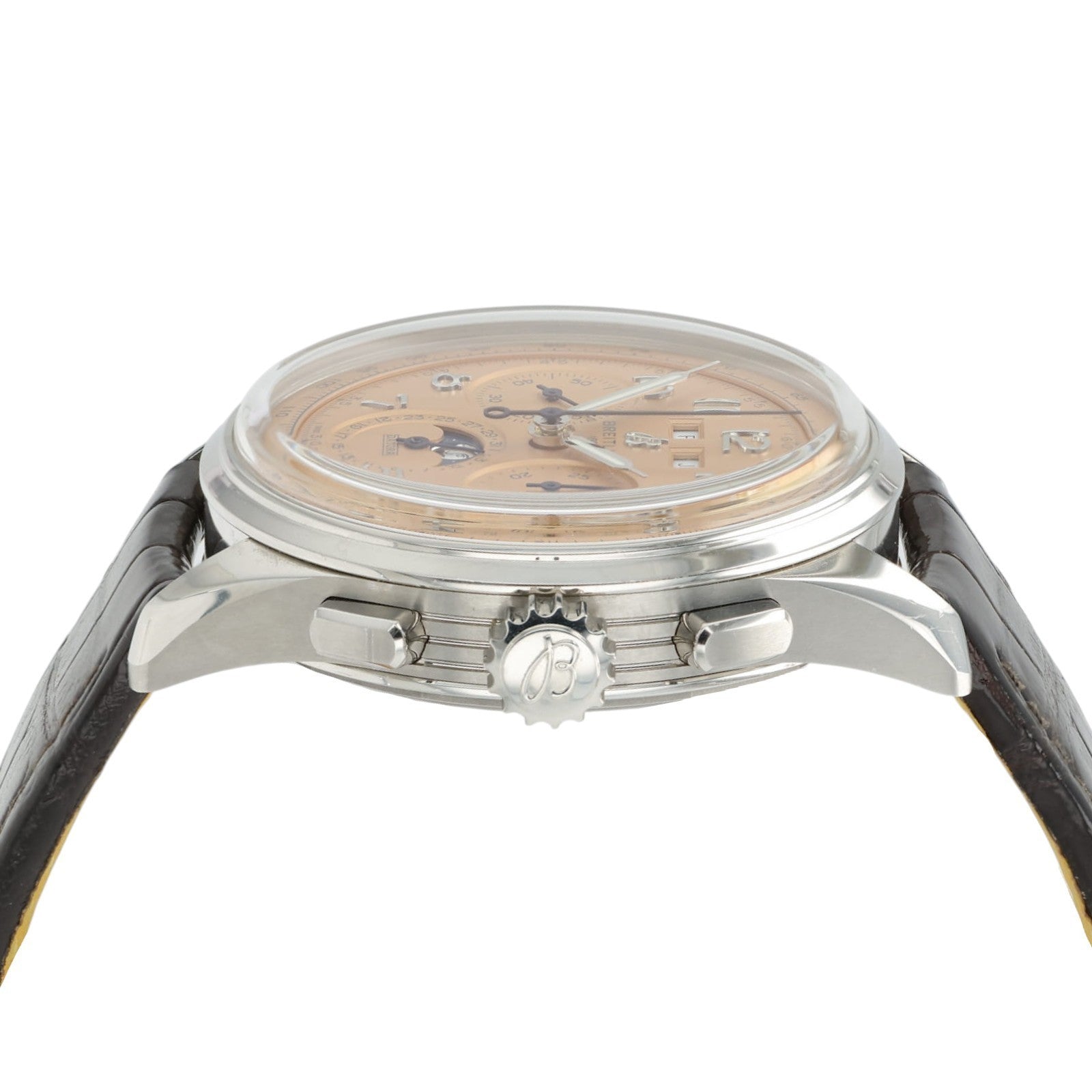 Breitling Premier B25 Datora Salmon Dial Steel 42mm Automatic Mens Watch AB2510