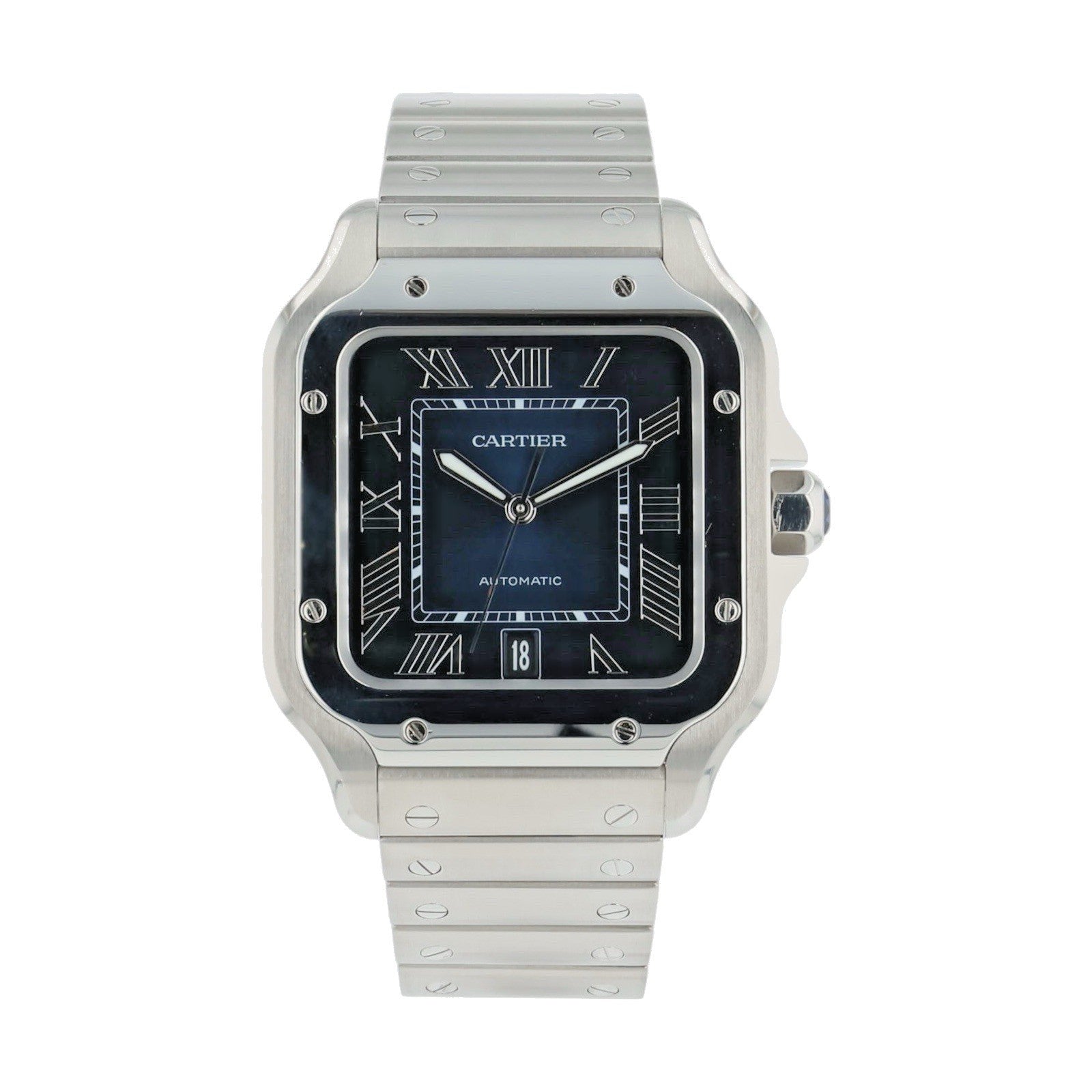 Cartier Santos de Cartier Steel Blue Dial 39.8mm Automatic Mens Watch WSSA0030