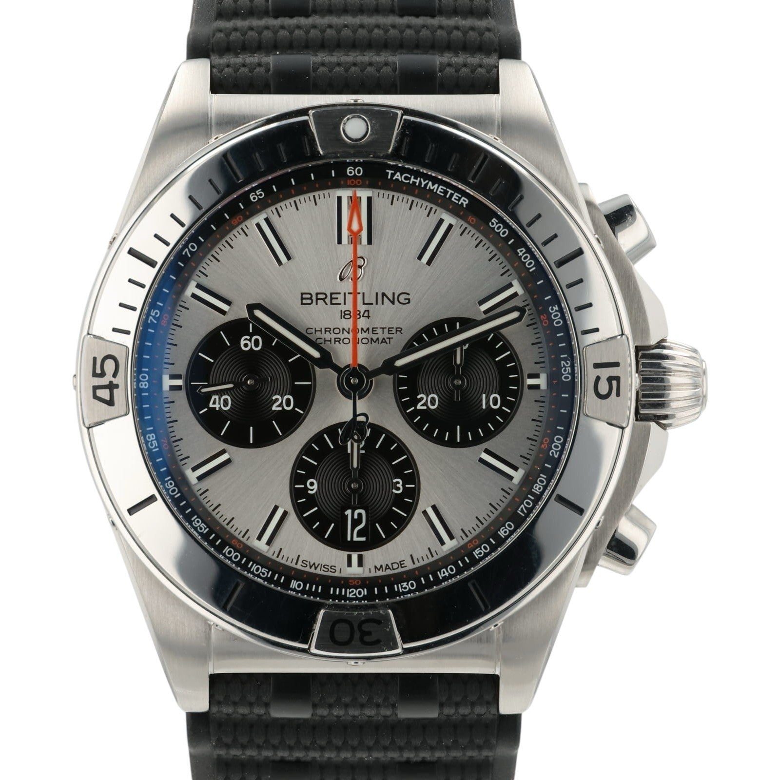 Breitling Chronomat Silver Dial Stainless Steel 42mm Automatic Mens Watch AB0134