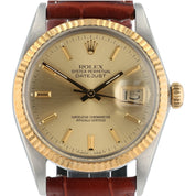 Rolex Datejust 36 Steel & Gold Champagne Dial 36mm Automatic Mens Watch 16013