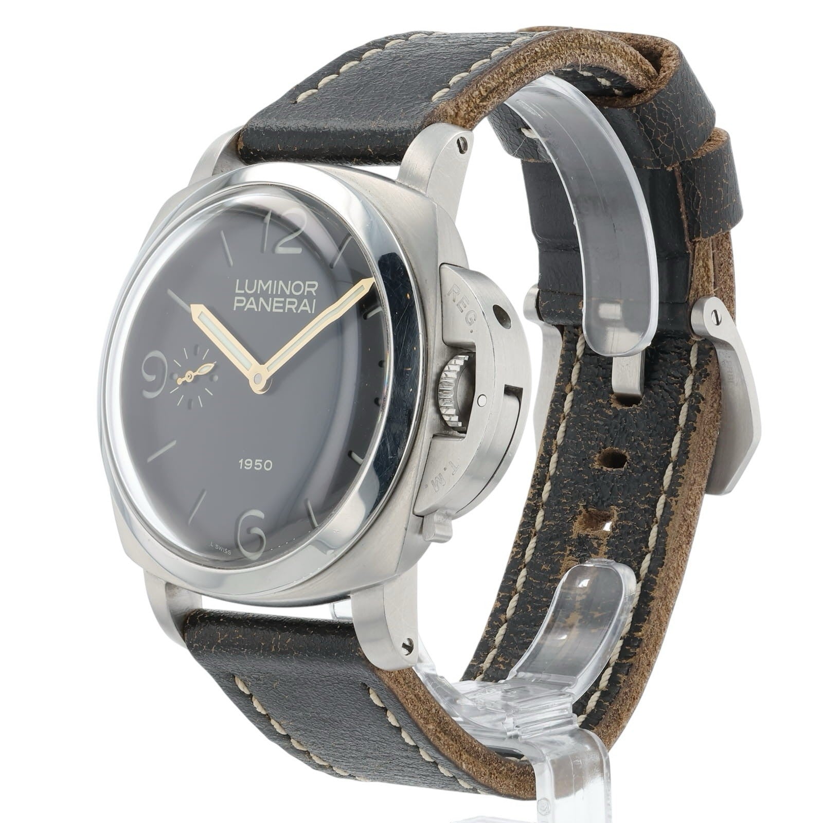 Panerai Luminor Black Dial Stainless Steel 47mm Manual Wind Mens Watch PAM00127