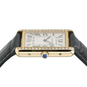 Cartier Tank Solo Silver Dial 18k Yellow Gold 34mm Quartz Diamond Watch W5200004