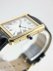 Cartier Tank Solo XL 18k Yellow Gold Black Leather Strap 31mm Automatic W5200026