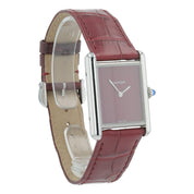 Cartier Tank Stainless Steel Red Dial 25mm Quartz Men's Watch WSTA0054