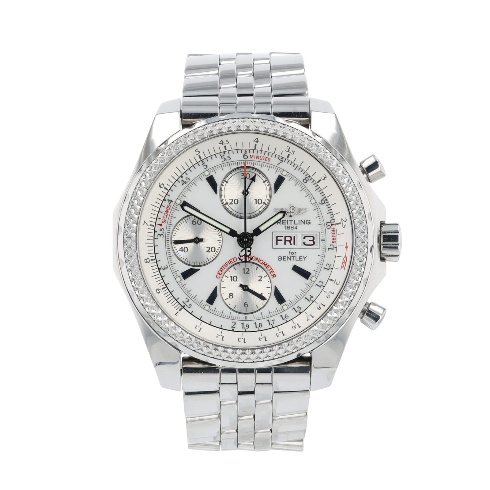 Breitling Bentley GT Stainless Steel White Dial 45mm Automatic Mens Watch A13362