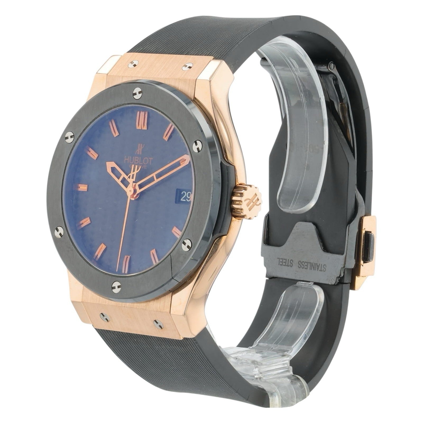 Hublot Classic Fusion 18k Rose Gold Carbon Dial 45mm Automatic 511.PM.1780.RX
