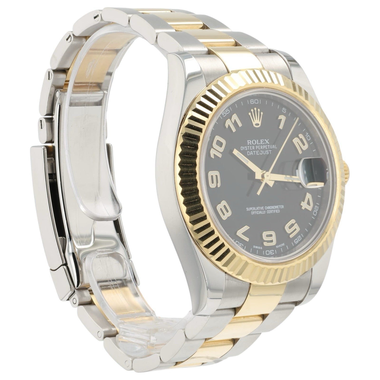 Rolex Datejust Two-Tone Black Dial Gold & Steel 41mm Automatic Mens Watch 116333