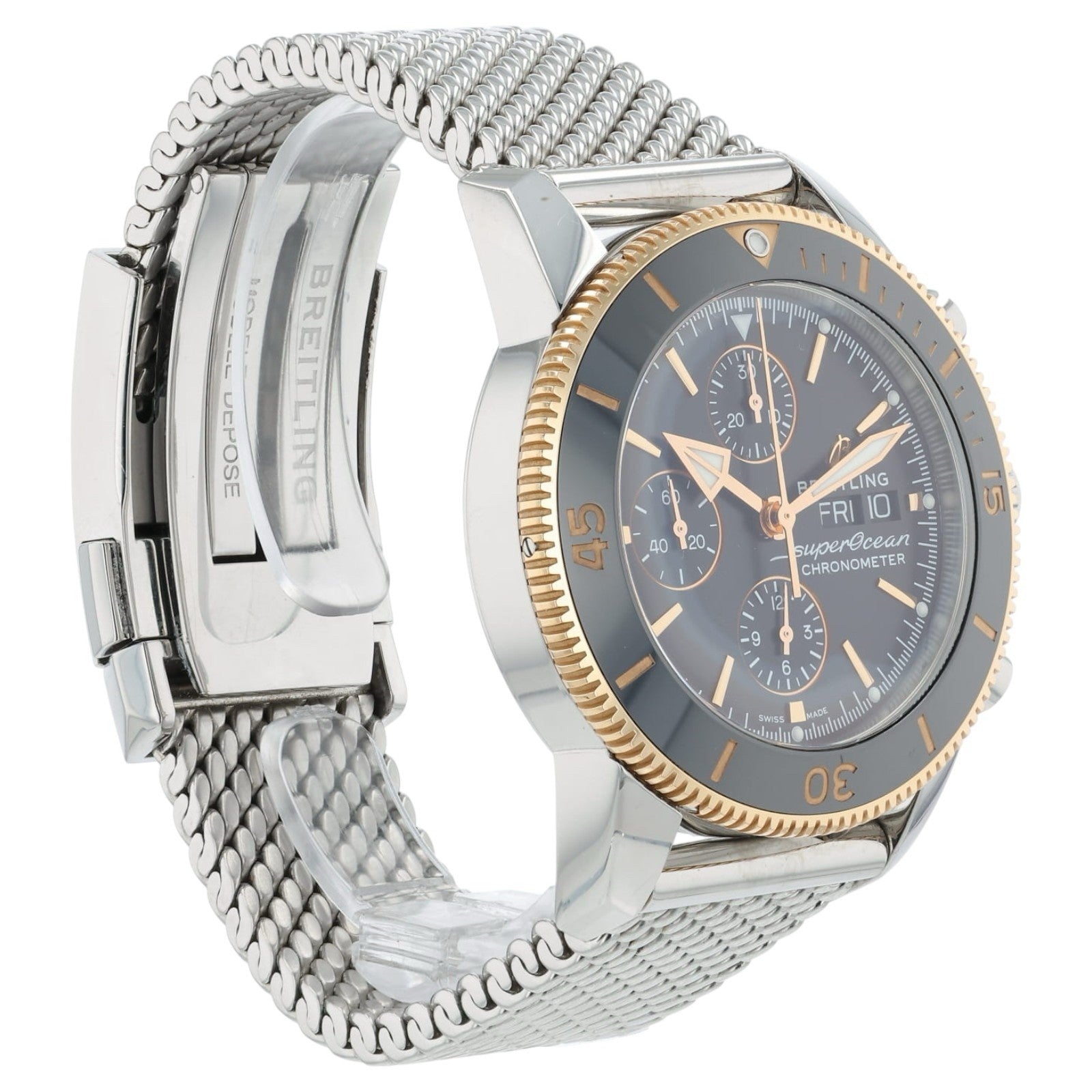 Breitling SuperOcean Black Dial Gold & Steel 44mm Automatic Mens Watch U13313