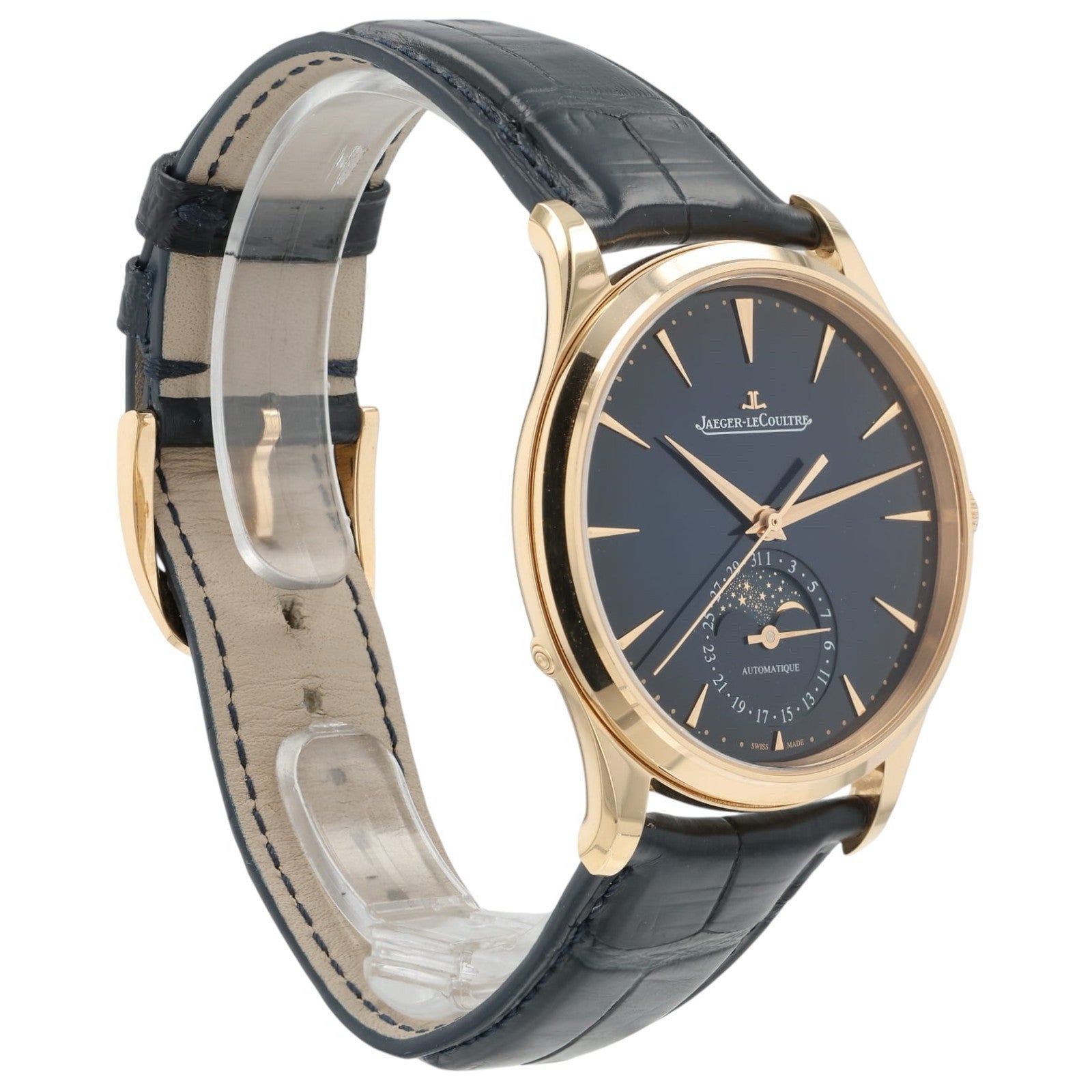 JLC Master Ultra-Thin Moon Blue Dial 18k Rose Gold 39mm Automatic Men’s Q1362580