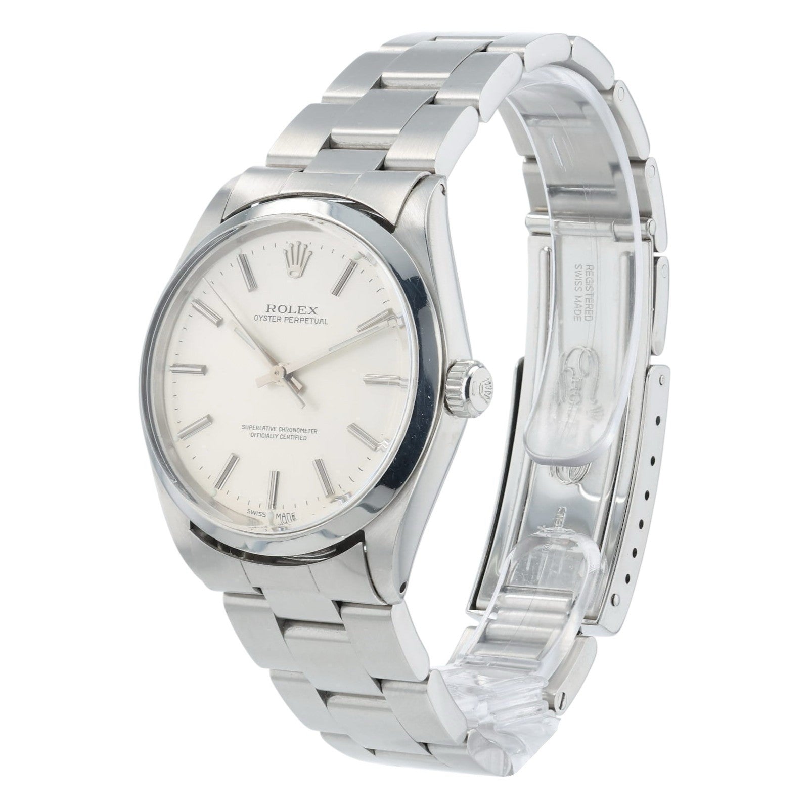 Rolex Oyster Perpetual Silver Dial Stainless Steel 34mm Auto Men’s Watch 1002