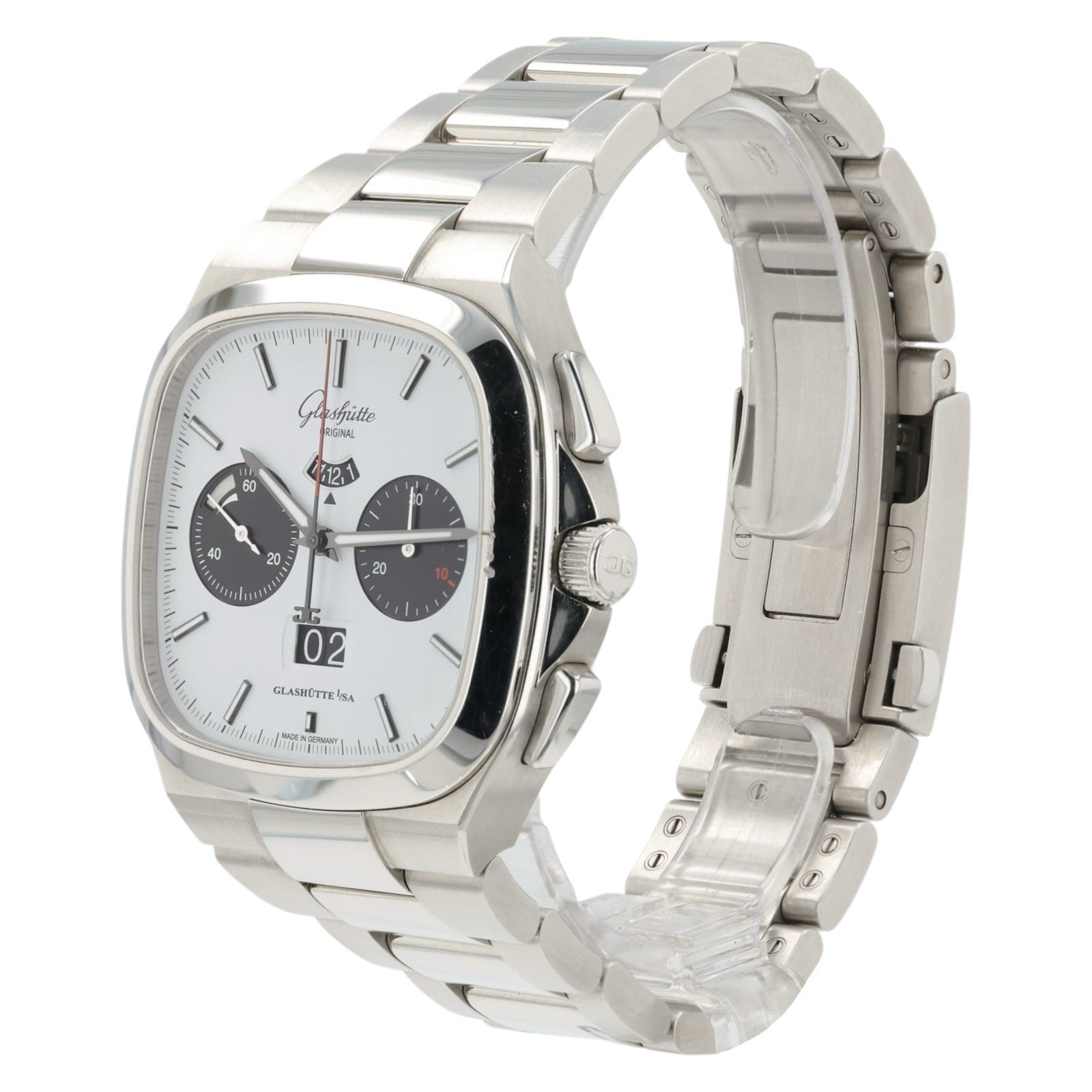 Glashutte Seventies Chrono White Dial Steel 40mm Auto Watch 1-37-02-18-02-70