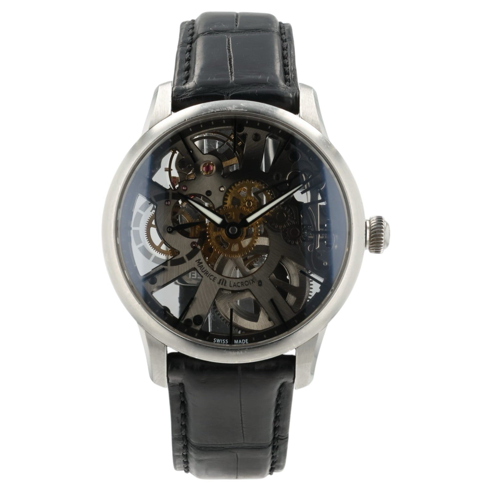 Maurice Lacroix Skeleton Dial Stainless Steel 43mm Manual Wind Mens Watch MP7138
