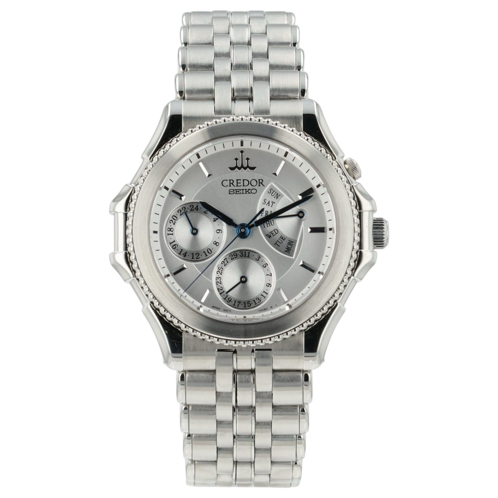 Credor Pacific Retrograde Silver Dial Steel 40mm Automatic Men's Watch GCBG997