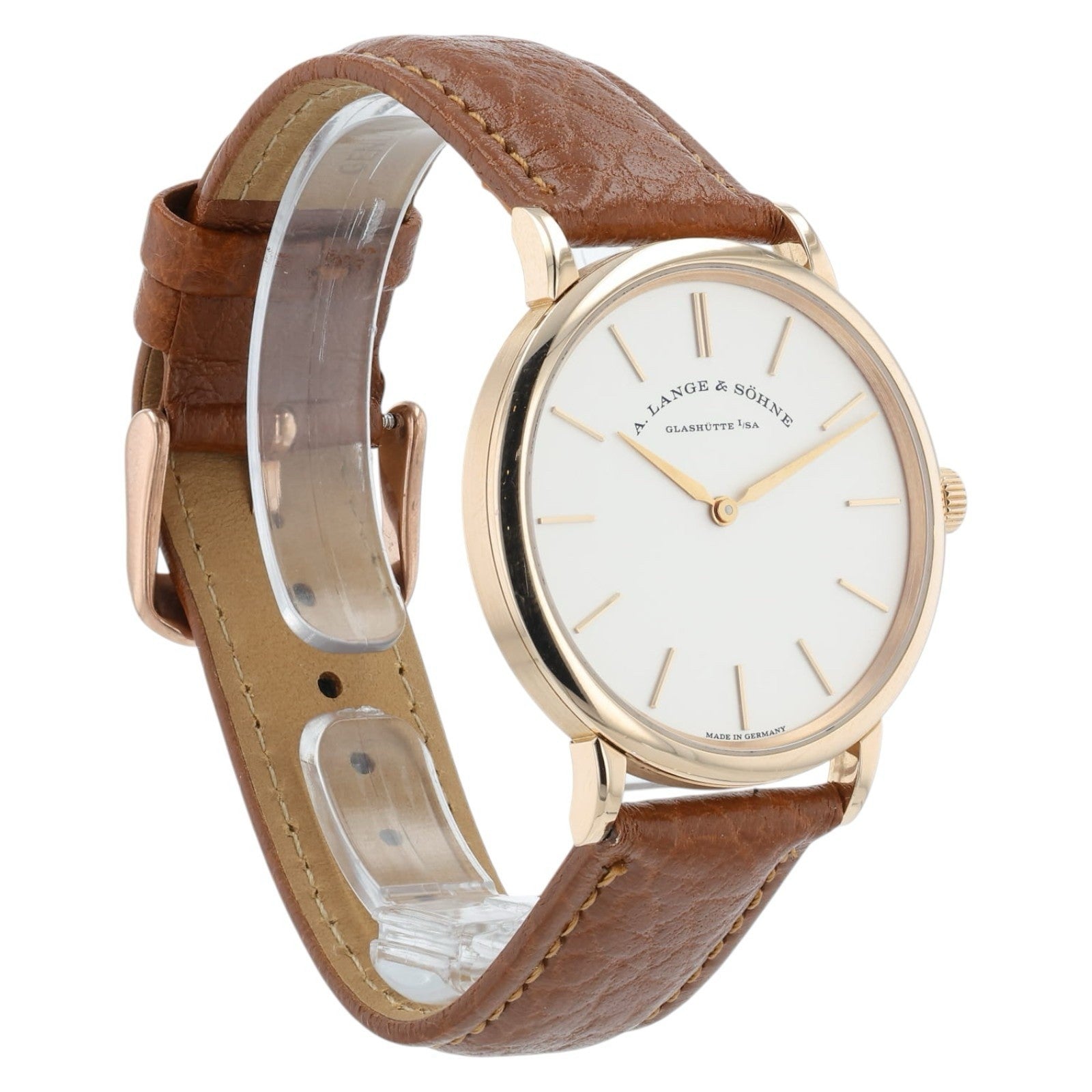 A.Lange & Sohne Saxon is 18k Rose Gold Silver Dial 40mm Manual Wind Men’s 201.03