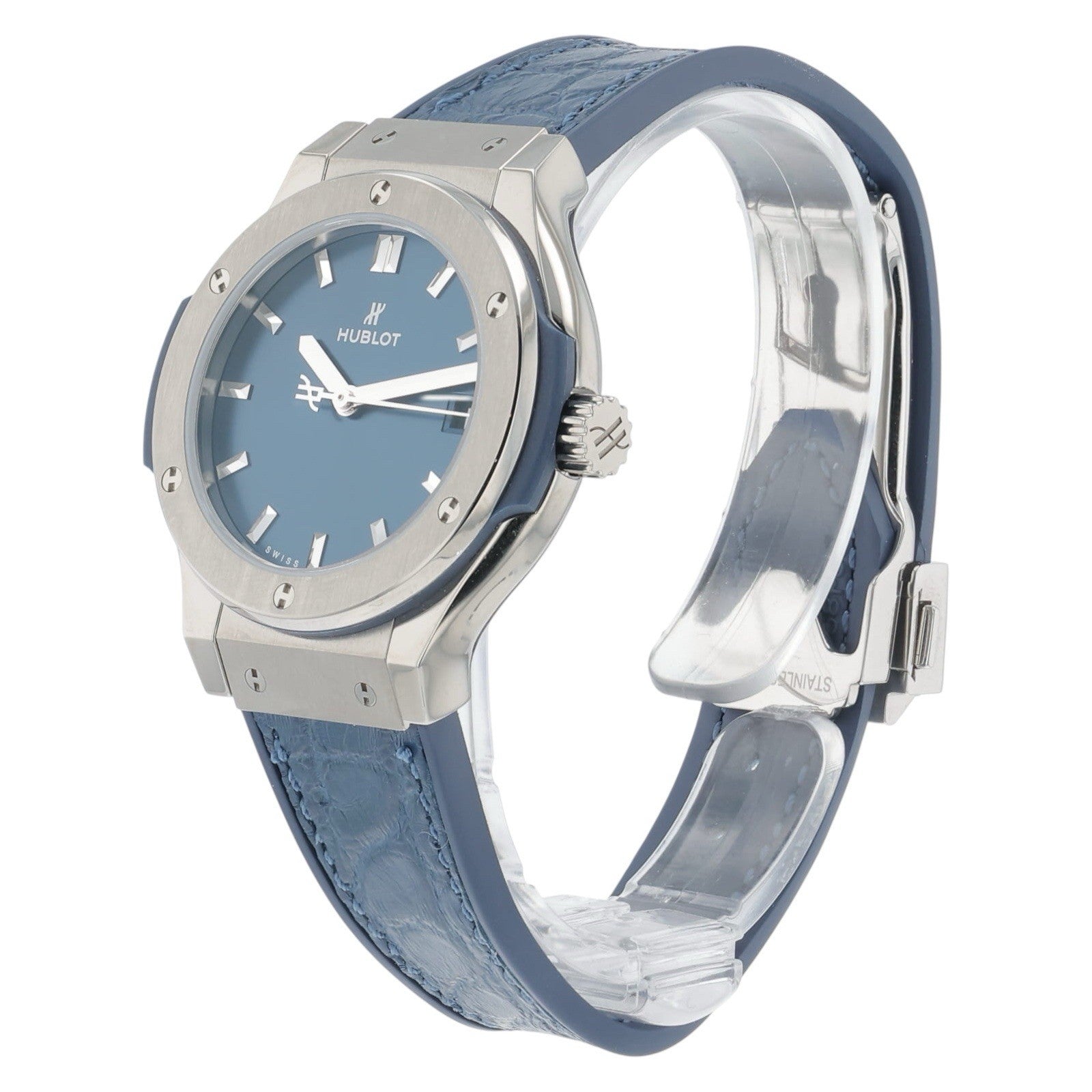 Hublot Classic Fusion Titanium Blue Dial 33mm Quartz Unisex Watch 581.NX.7170.LR