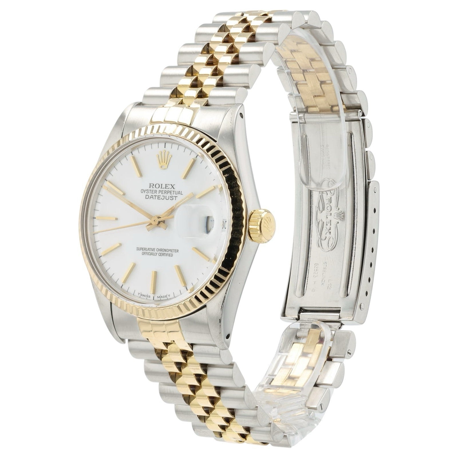 Rolex Two Tone Datejust White Dial Gold & Steel 36mm Automatic Men’s Watch 16013
