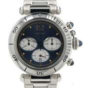 Cartier Pasha Chrono Blue Dial Stainless Steel 38mm Quartz Movement W3100355