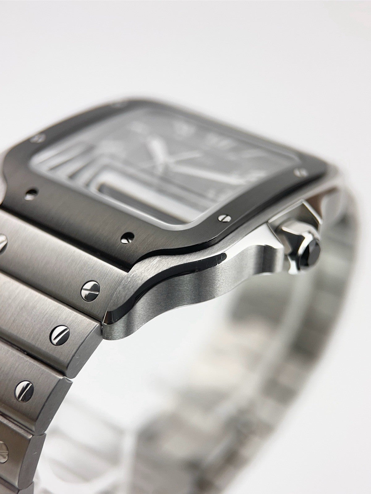 Cartier Santos Stainless Steel Grey Dial 39.8mm Automatic Movement Mens Watch