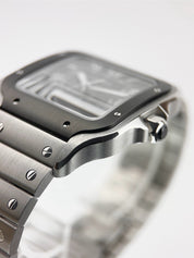 Cartier Santos Stainless Steel Grey Dial 39.8mm Automatic Movement Mens Watch