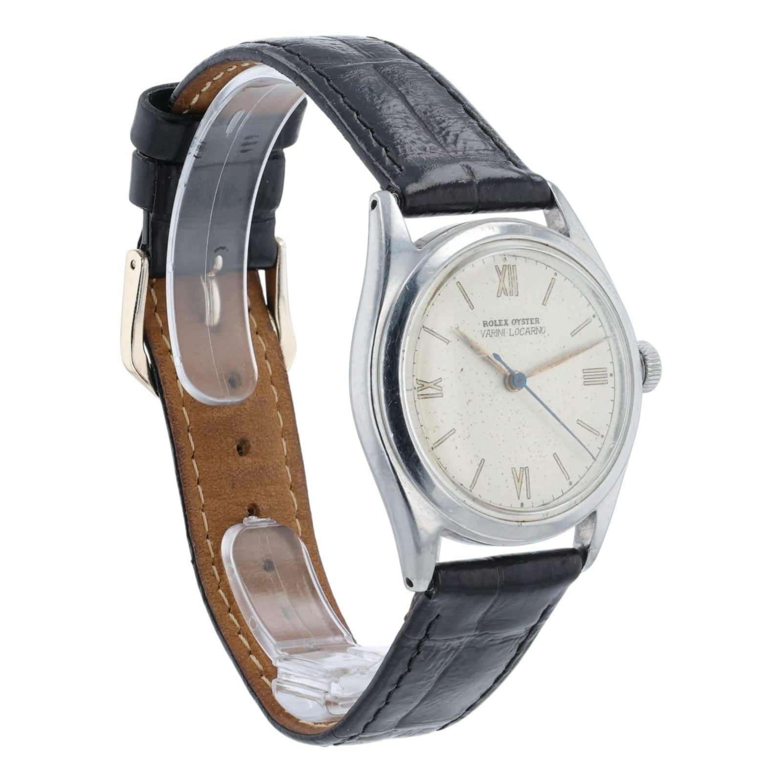 Rolex Oyster Varini Locarno Silver Dial Steel 34mm Manual Wind Unisex Watch 4377