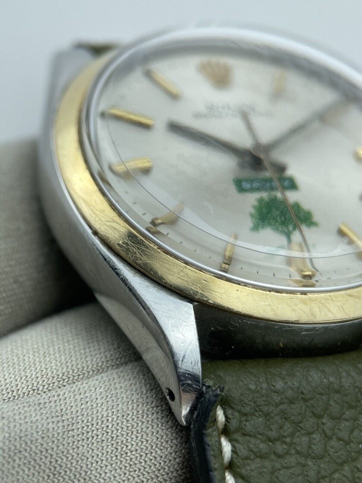 Rolex Oyster Perpetual 1002, 34mm Gold Bezel & crown Rare Davey Tree Company