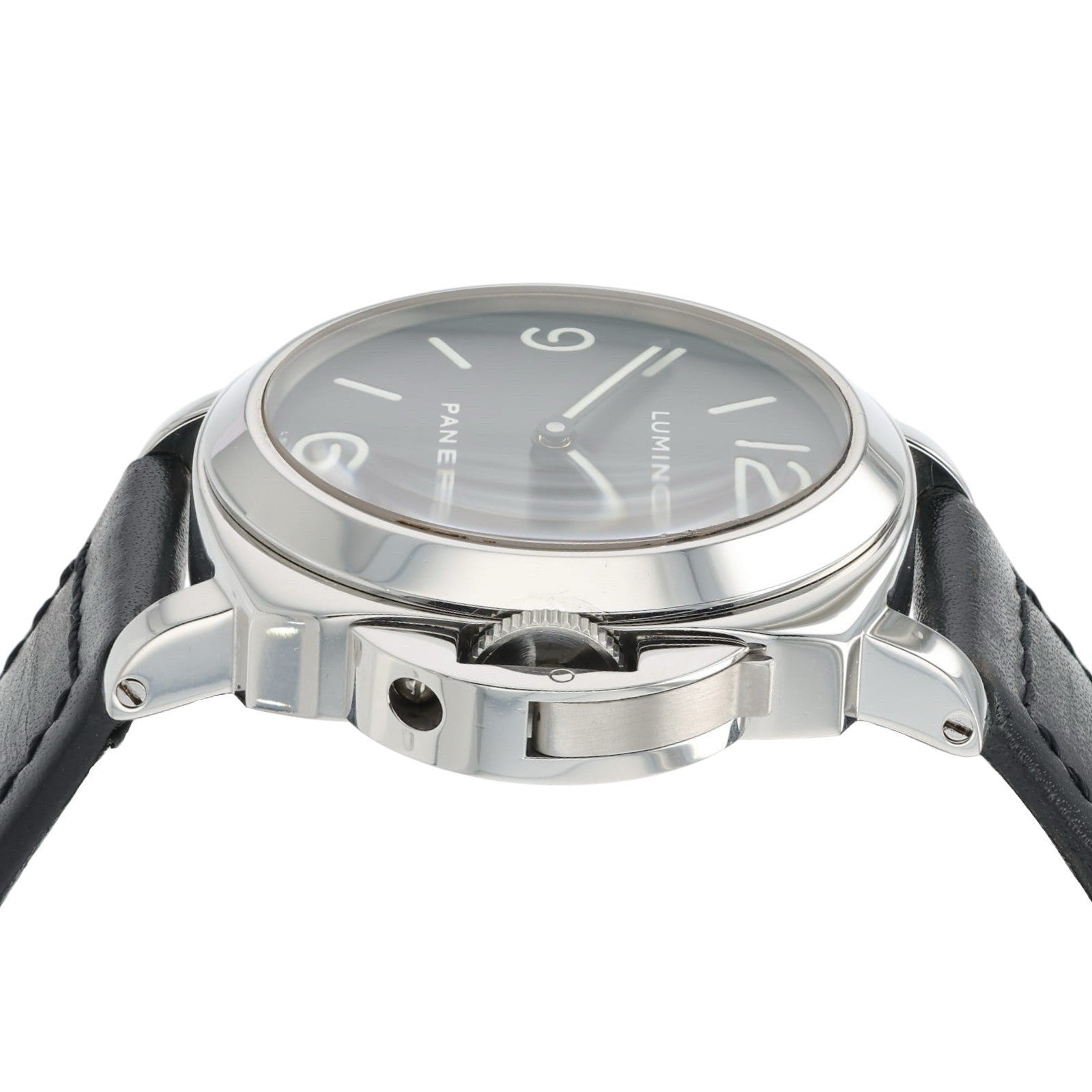 Panerai Luminor Black Dial Stainless Steel 44mm Manual Wind Mens Watch PAM0002