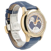 Perrelet Moon Phase Cream & Blue Dial 18k Yellow Gold 40mm Automatic Watch A3013
