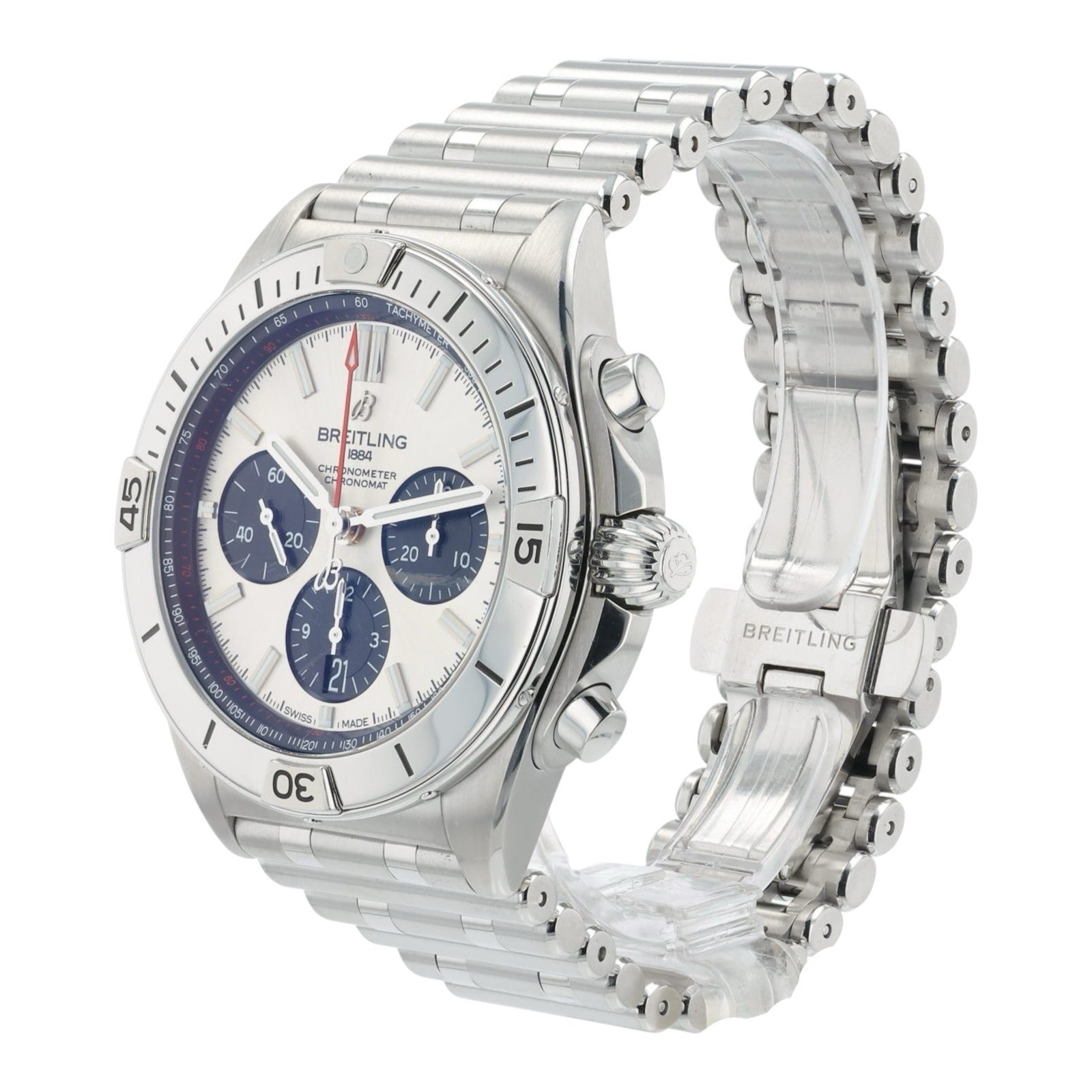 Breitling Chronomat Stainless Steel Silver Dial 42mm Automatic Mens Watch AB0134