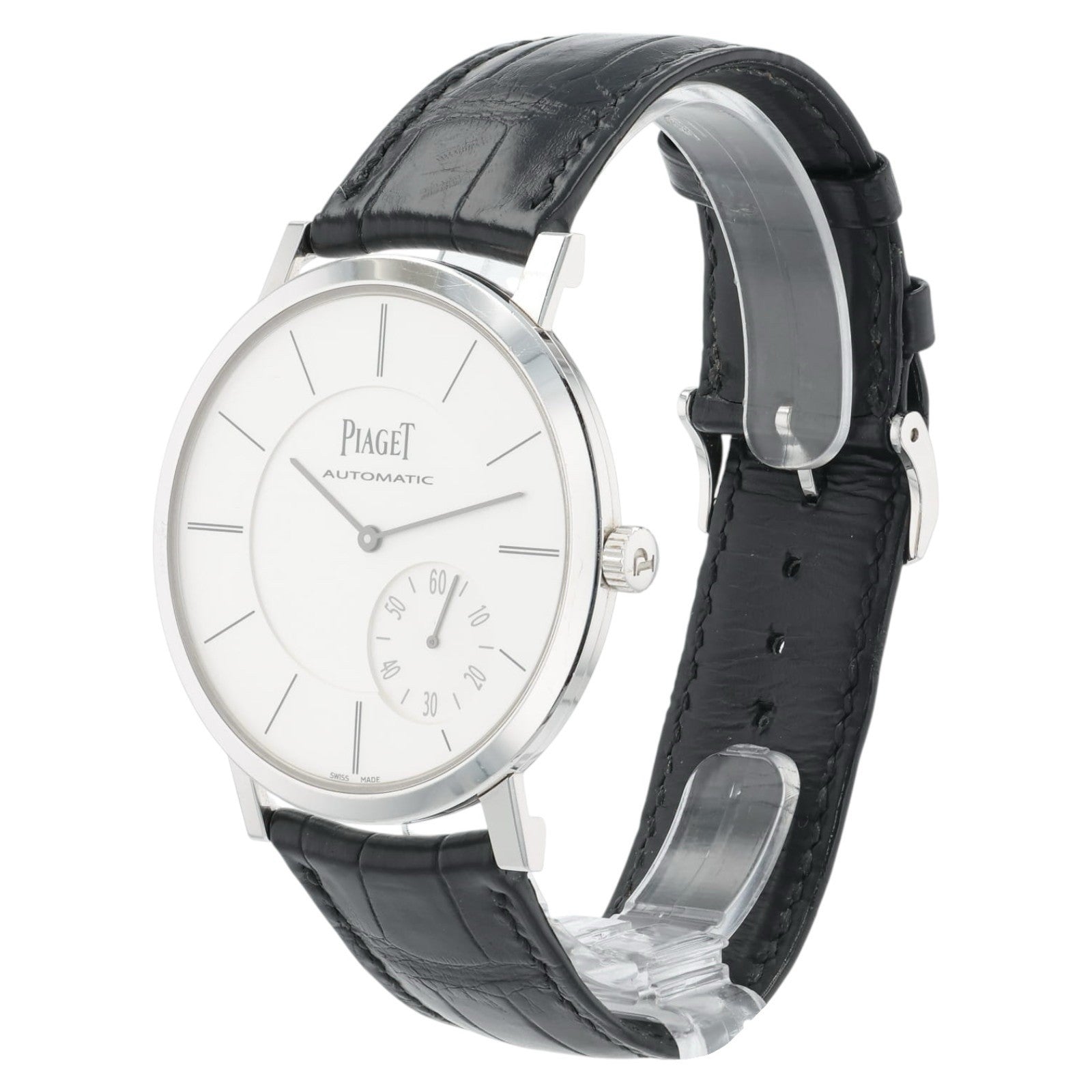 Piaget Altiplano White Dial 18k White Gold Automatic Movement Mens Watch P10697